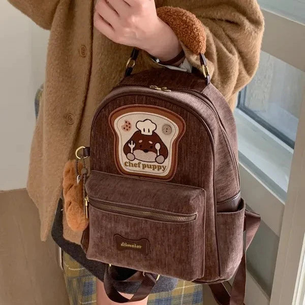 Chef Puppy Corduroy Backpack β Cute Baguette Backpack | HangyHub
