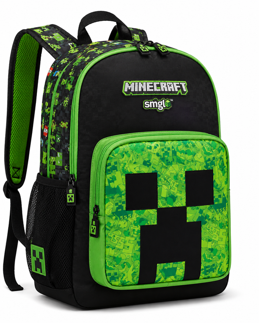 SMGL Minecraft Creeper School Backpack | Stylish Gaming Bag for Kids & Teens
