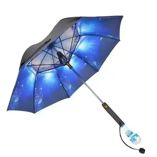 Creative Mist Spray Umbrella with In-Built Fan | USB Rechargeable Cooling Umbrella | UV Protection Sun & Rain Umbrella