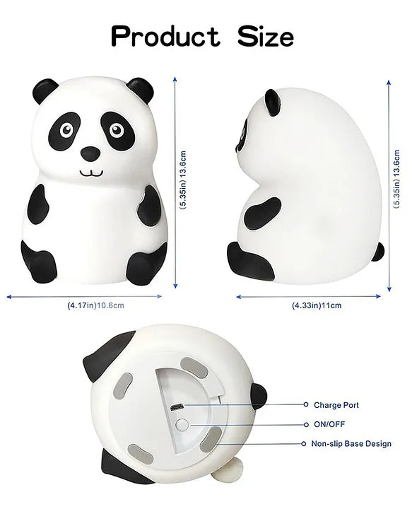 Adorable Panda Silicone Night Lamp with Touch Control & Warm LED Light Rechargeable Bedside Lamp for Kids - (Color & Design May Vary)