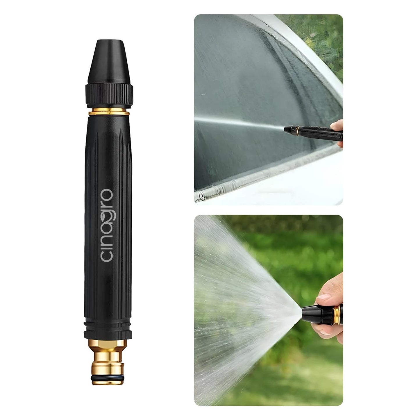 Jet Spray Gun for 1/2-Inch Hose Pipe, 18x2.7 cm | Adjustable Nozzle for High Pressure Water Flow For Outdoor Gardening