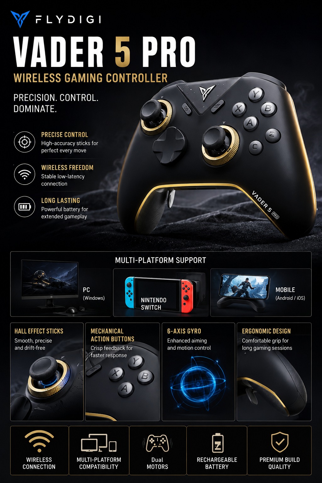 Flydigi Vader 5 Pro Wireless Gaming Controller