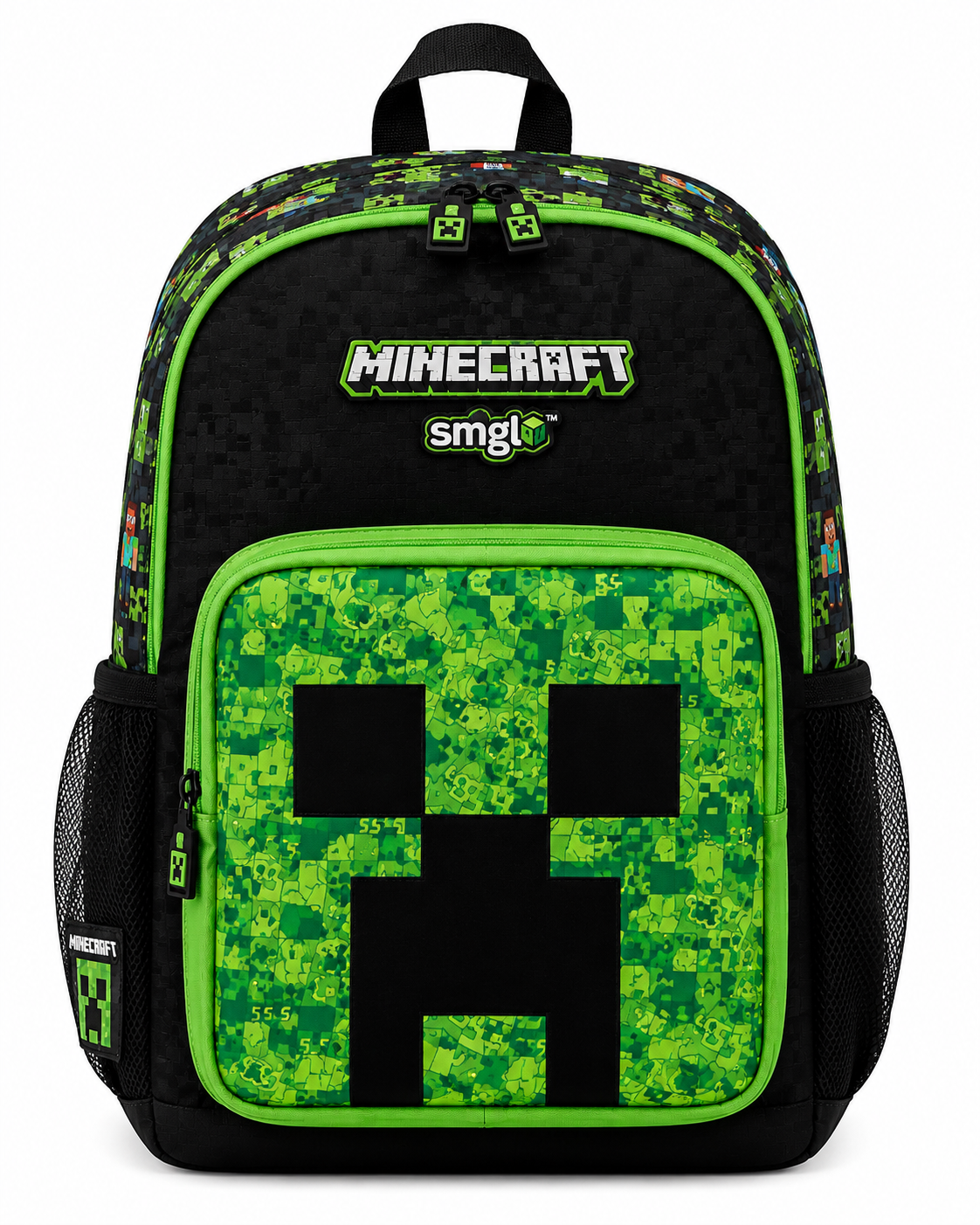 SMGL Minecraft Creeper School Backpack | Stylish Gaming Bag for Kids & Teens