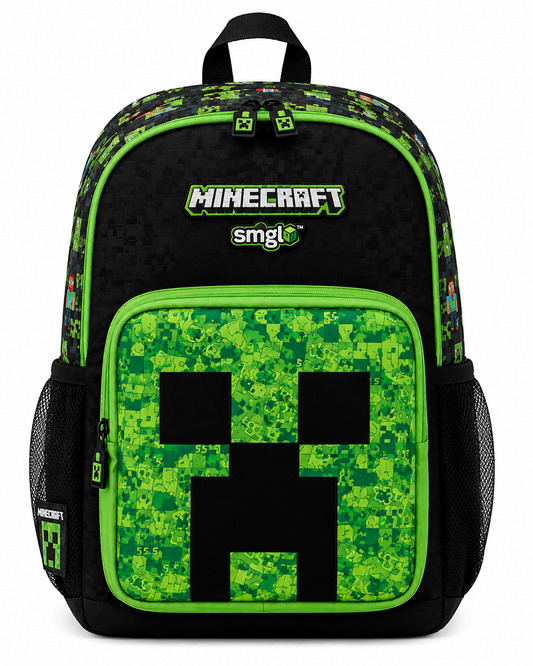 SMGL Minecraft Creeper School Backpack | Stylish Gaming Bag for Kids & Teens