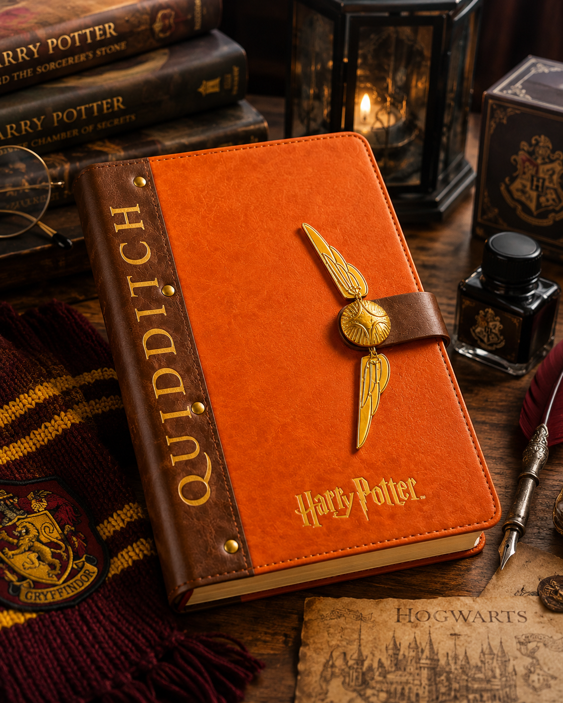 Harry Potter Quidditch Golden Snitch Leather Journal Notebook | Premium PU Leather Diary