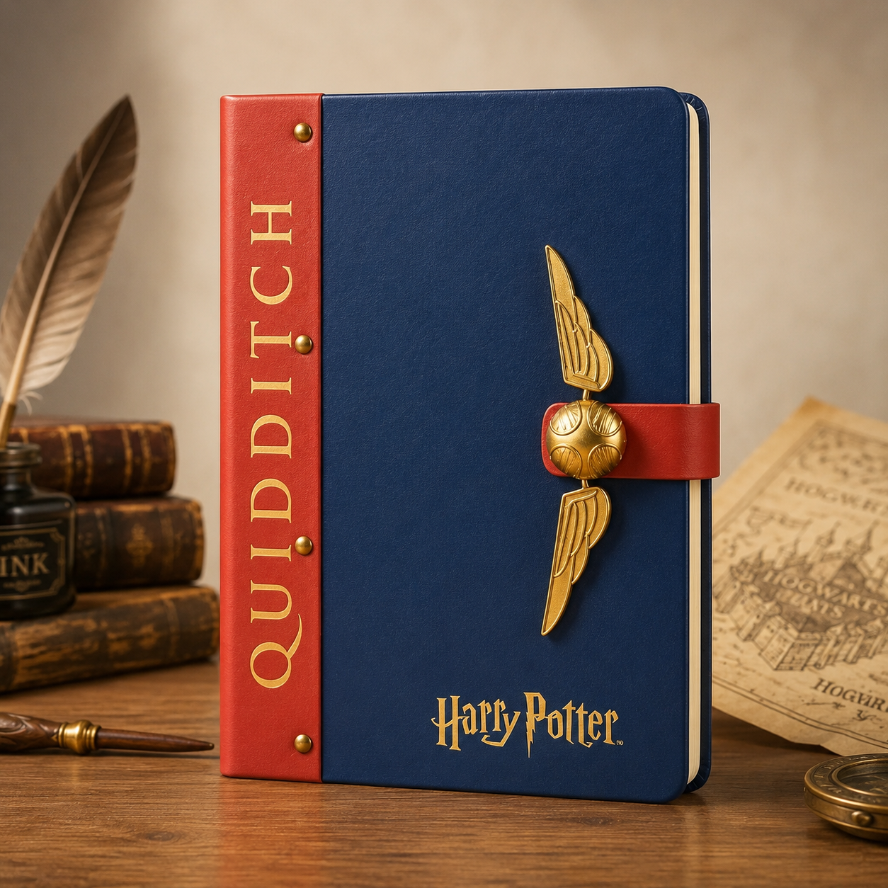 Harry Potter Quidditch Golden Snitch Leather Journal Notebook | Premium PU Leather Diary