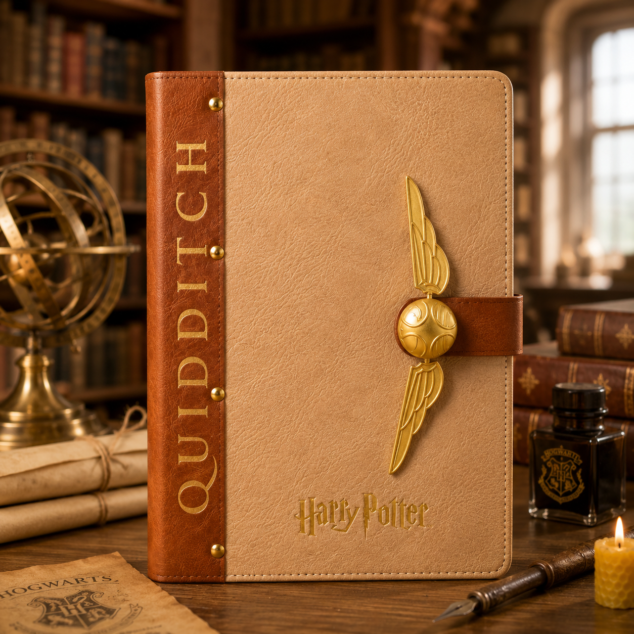 Harry Potter Quidditch Golden Snitch Leather Journal Notebook | Premium PU Leather Diary