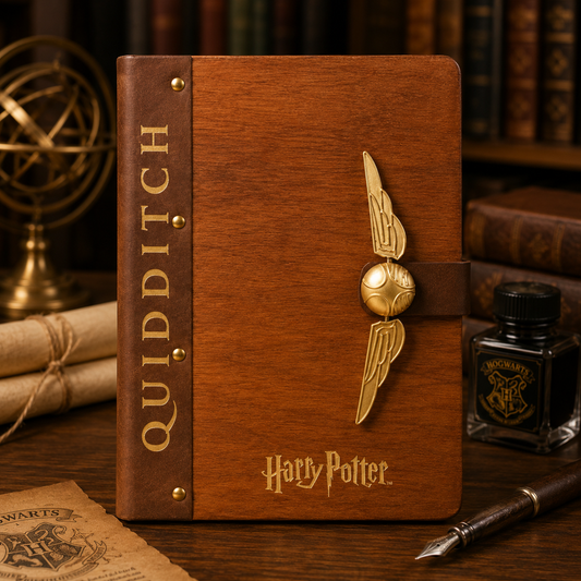 Harry Potter Quidditch Golden Snitch Leather Journal Notebook | Premium PU Leather Diary