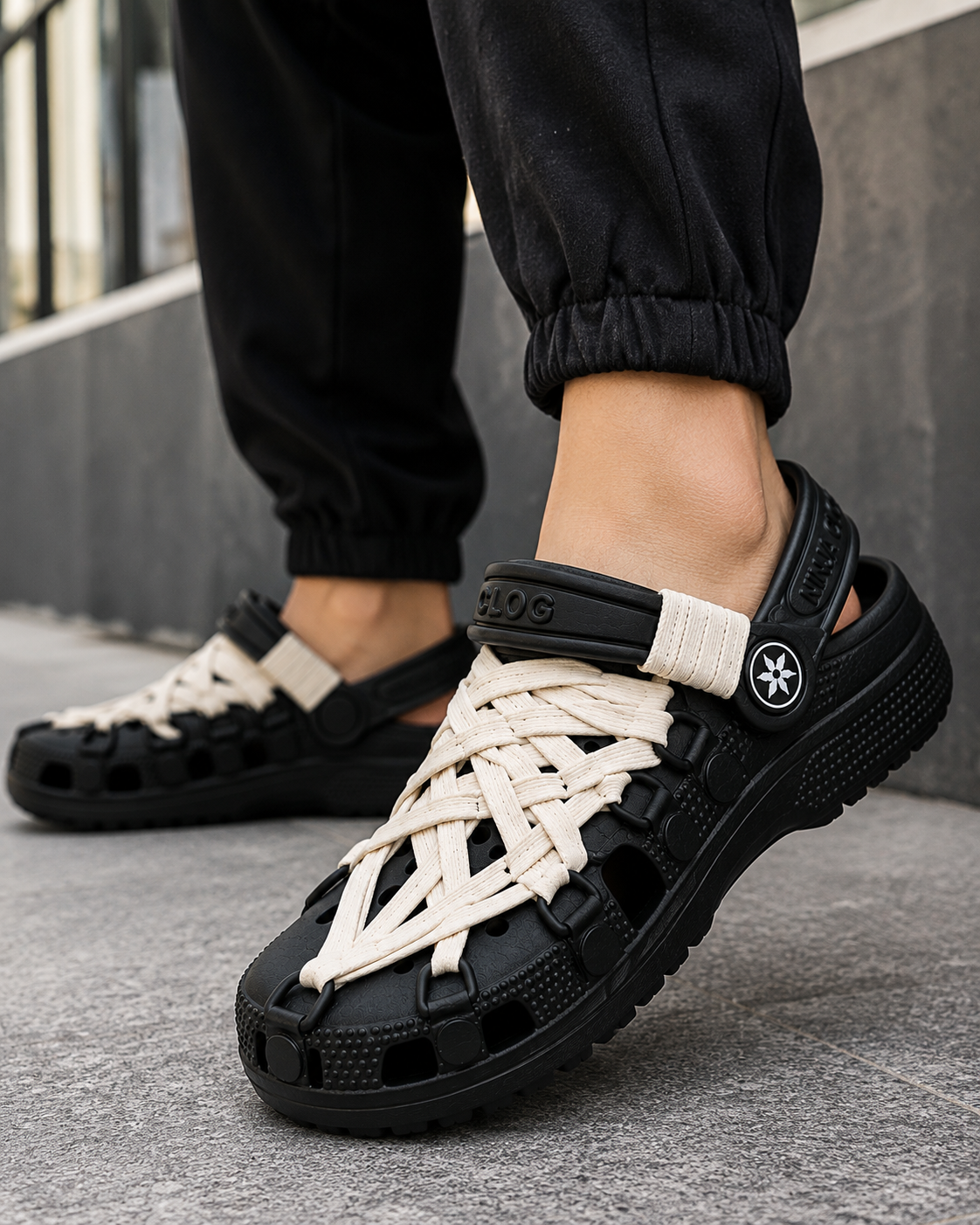 Ninja Webbed Lace-Up Foam Clogs