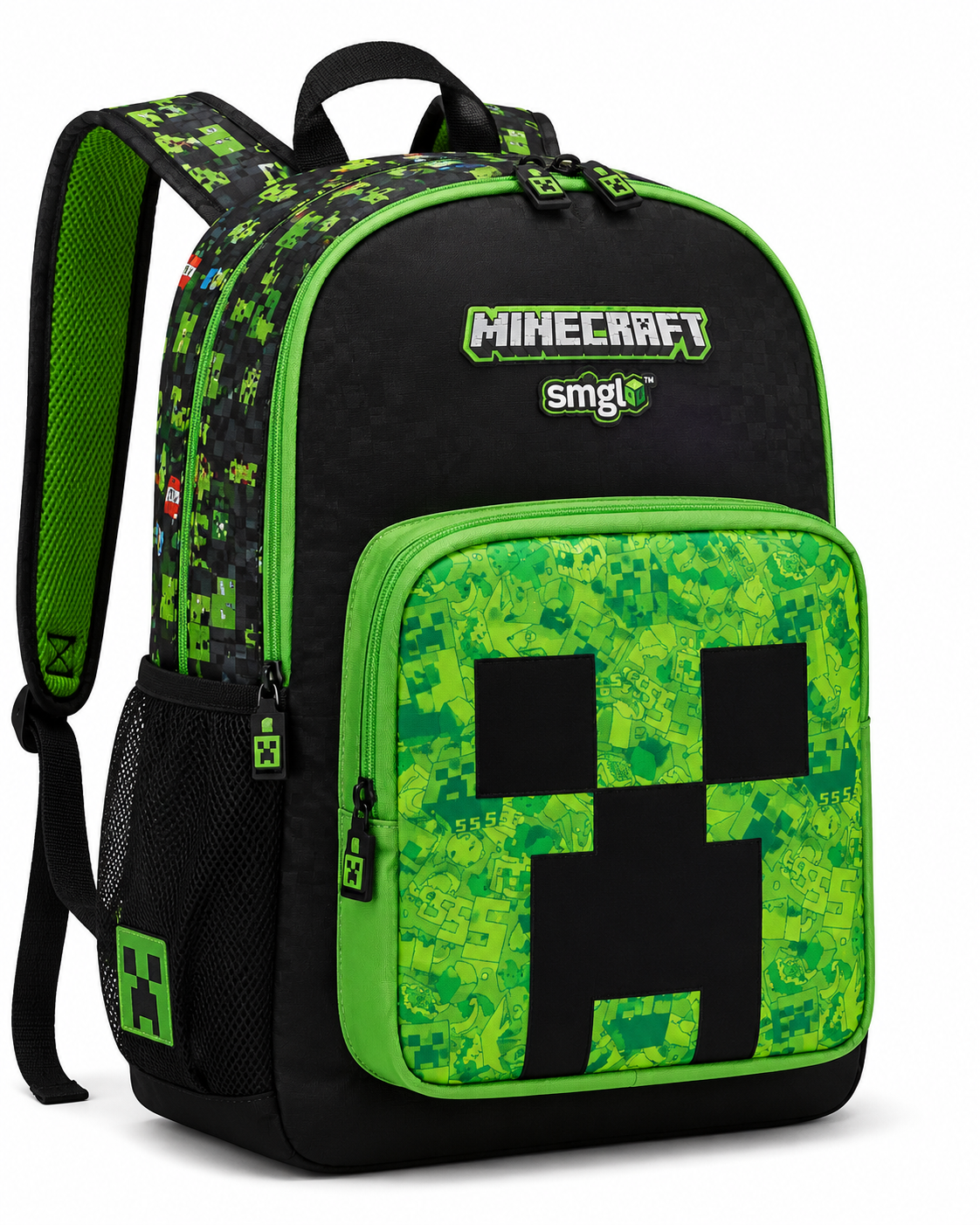 SMGL Minecraft Creeper School Backpack | Stylish Gaming Bag for Kids & Teens