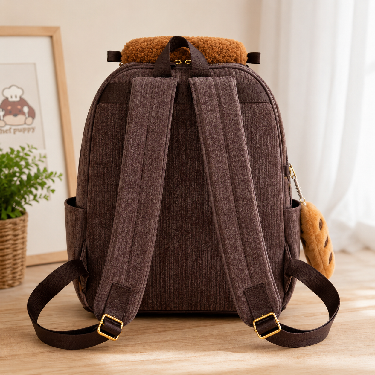 Chef Puppy Corduroy Backpack – Cute Baguette Backpack | HangyHub