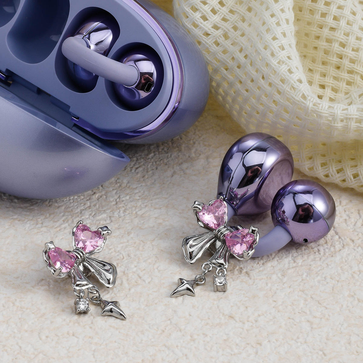 SB06267 Wireless Ear Clip Earphones with Pendant Earring Design