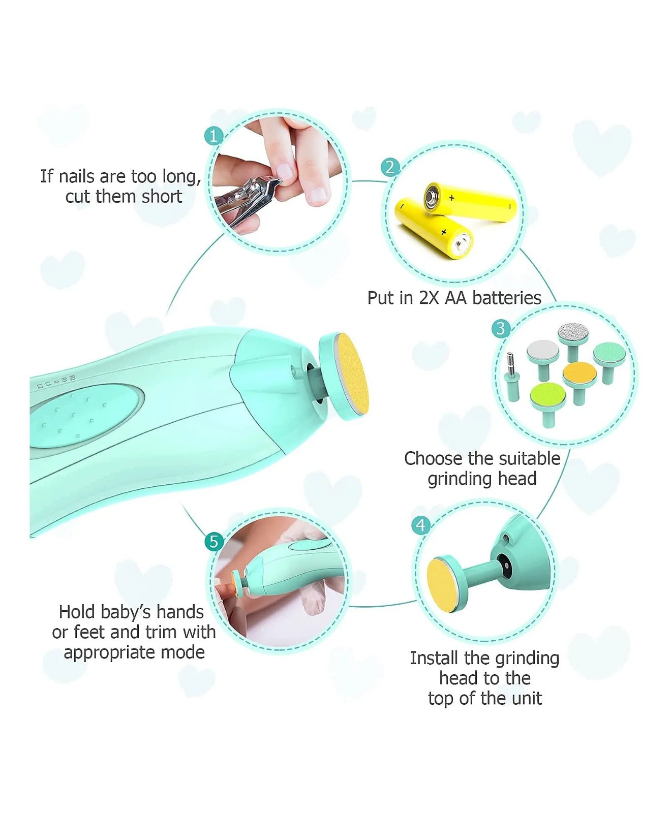Baby Nail Trimmer Electric Safe Baby Nail Grooming Kit