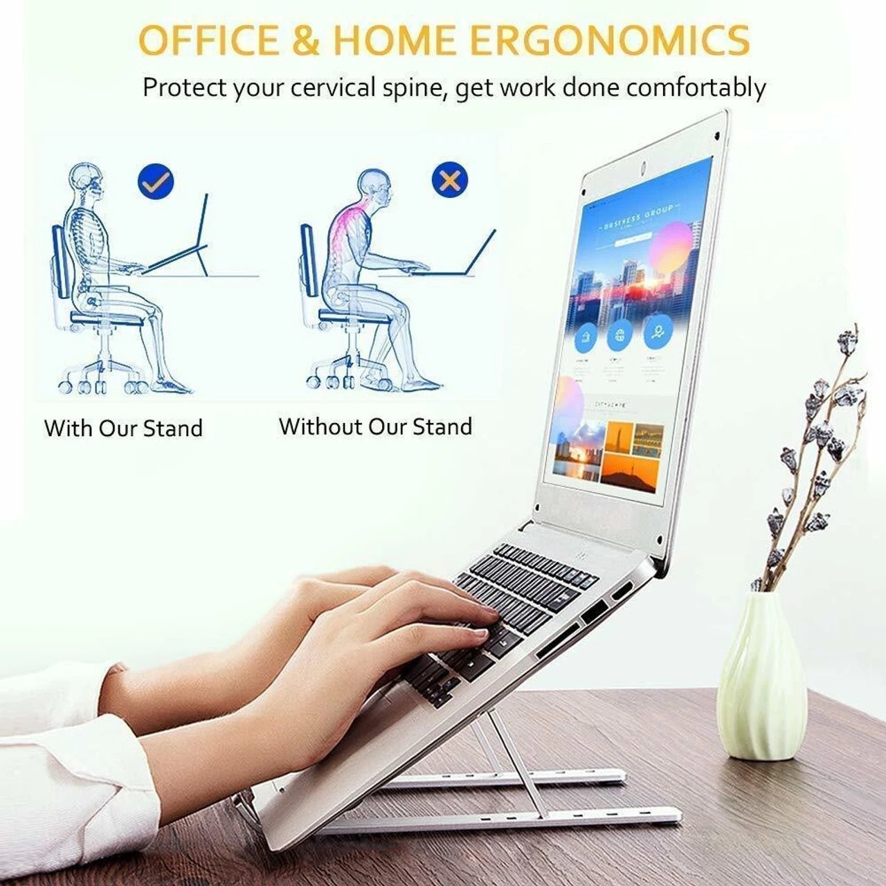 Adjustable Foldable Aluminum Laptop Stand | Ergonomic Portable Laptop Holder