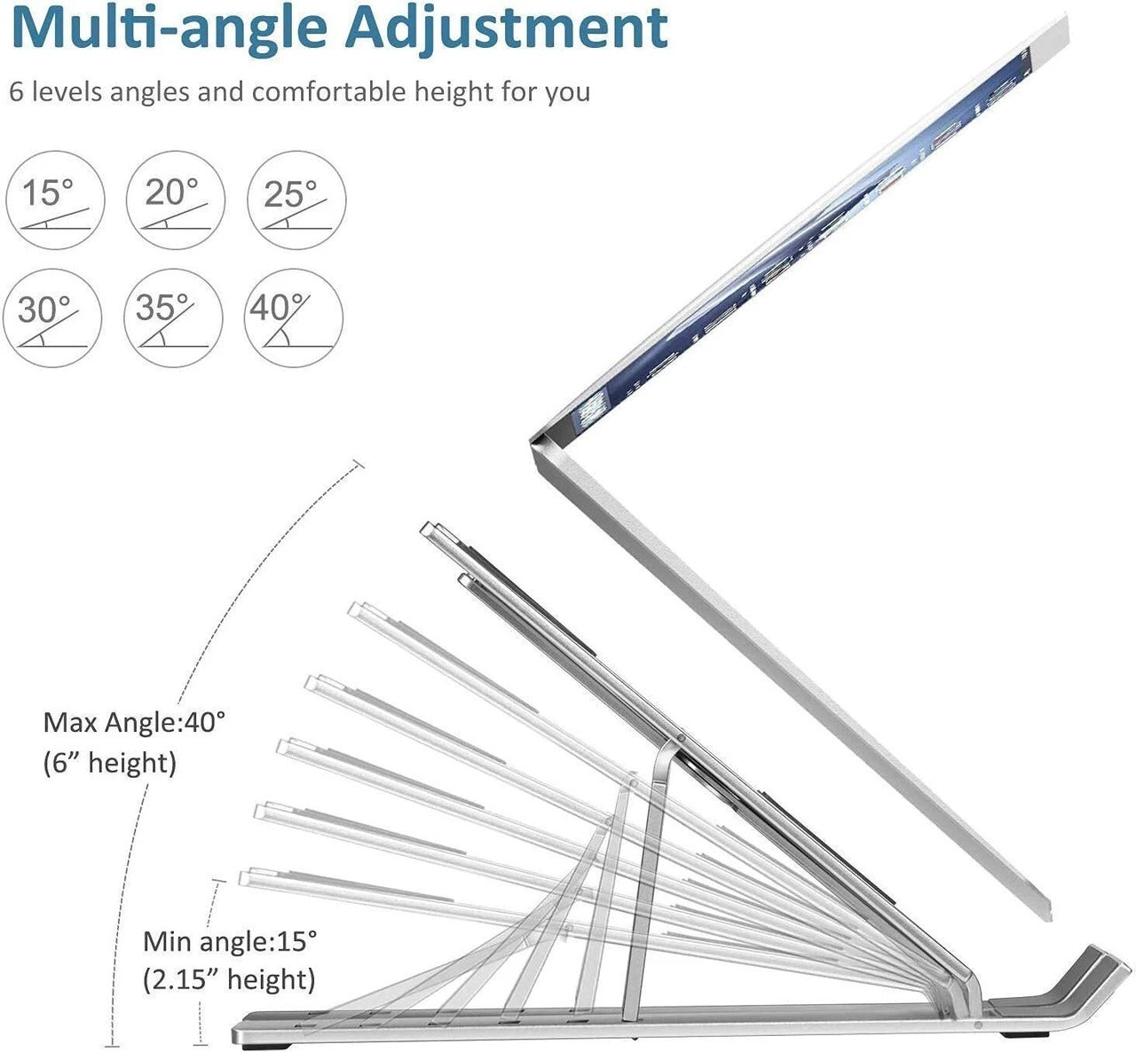 Adjustable Foldable Aluminum Laptop Stand | Ergonomic Portable Laptop Holder