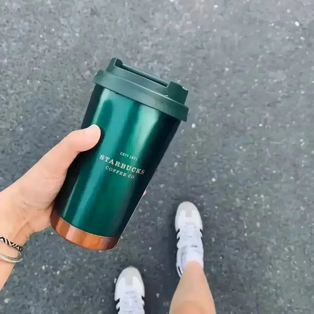 Starbucks Dark Green & Gold Thermos Mug (380 ml)