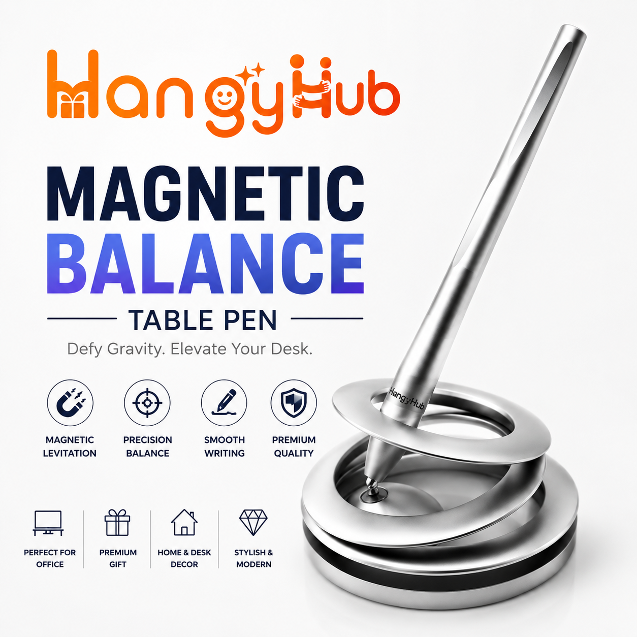 Magnetic Levitating Pen with Floating Balance Base | Luxury Executive Desk Pen | Gravity Rebel Desktop Decor
