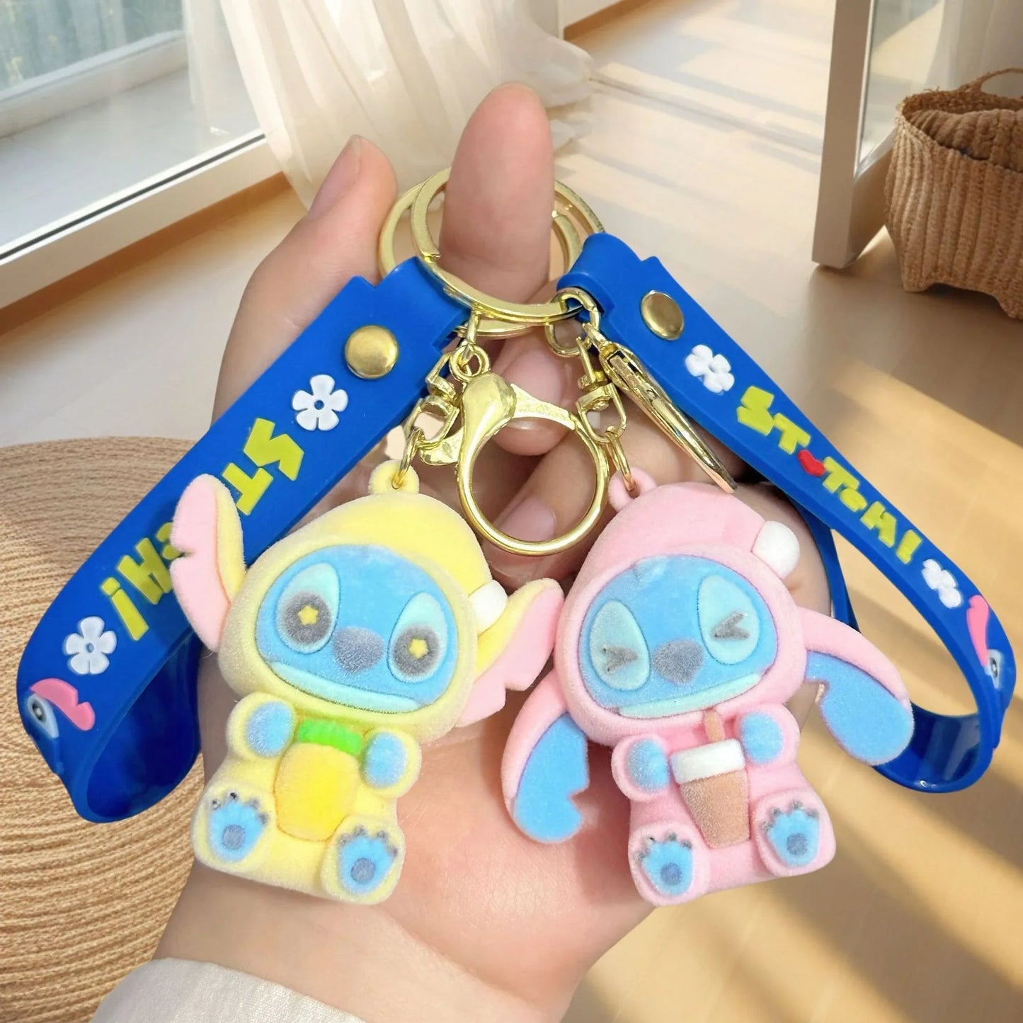 Stitch Snack Attack Flocked Keychain