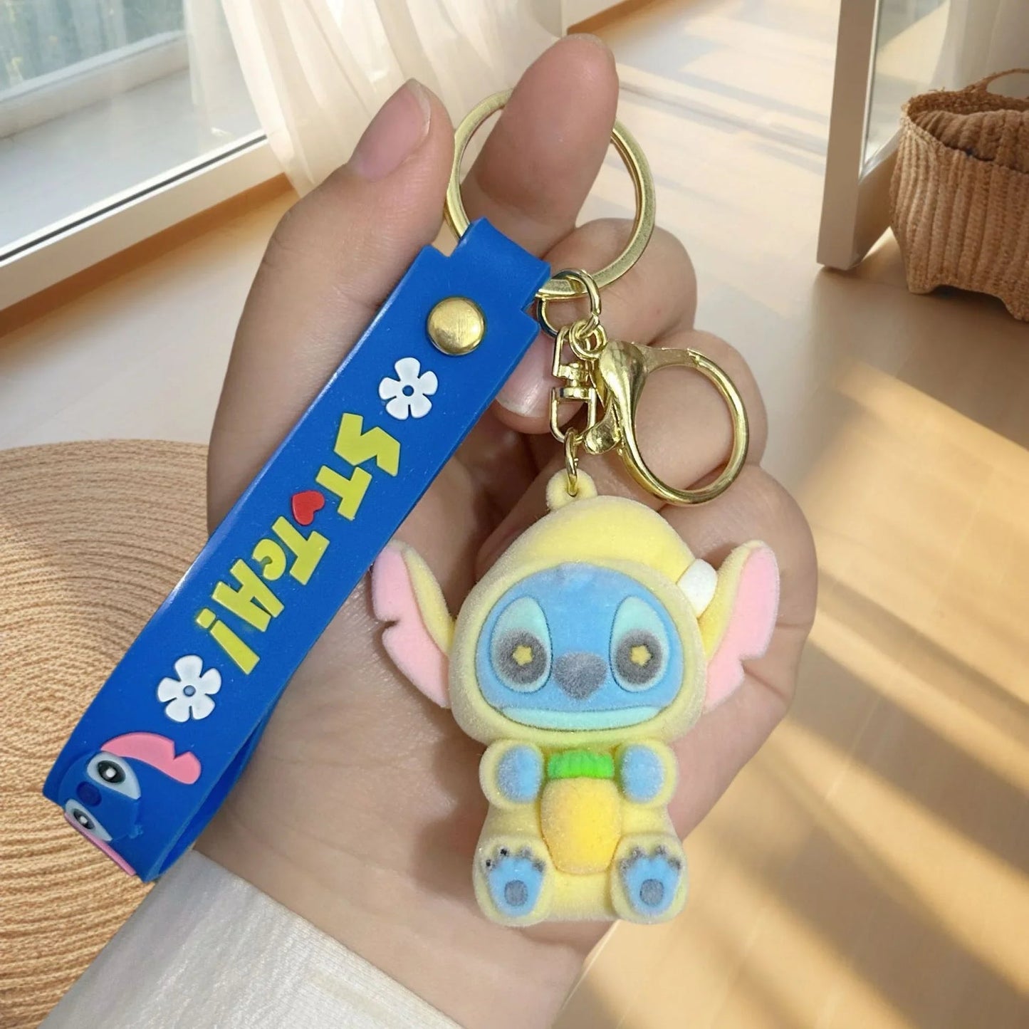 Stitch Snack Attack Flocked Keychain
