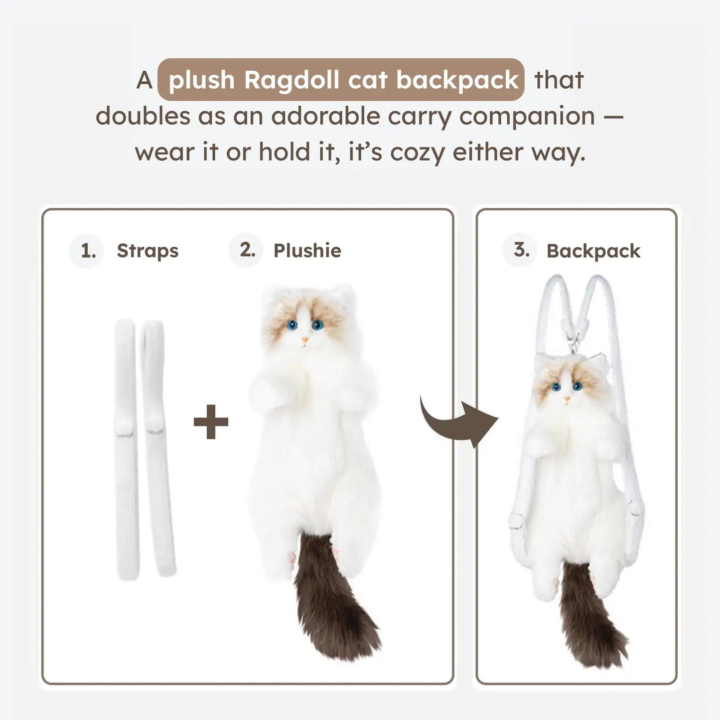 Realistic Live Cat Shaped Backpack
