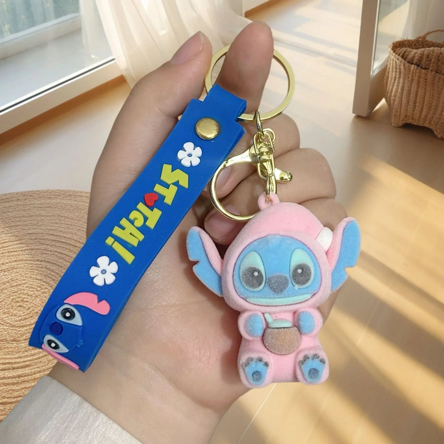 Stitch Snack Attack Flocked Keychain